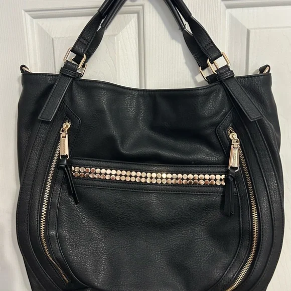 Steve Madden Black Faux Leather Bag Gold Hardware & Studs - Picture 13 of 14